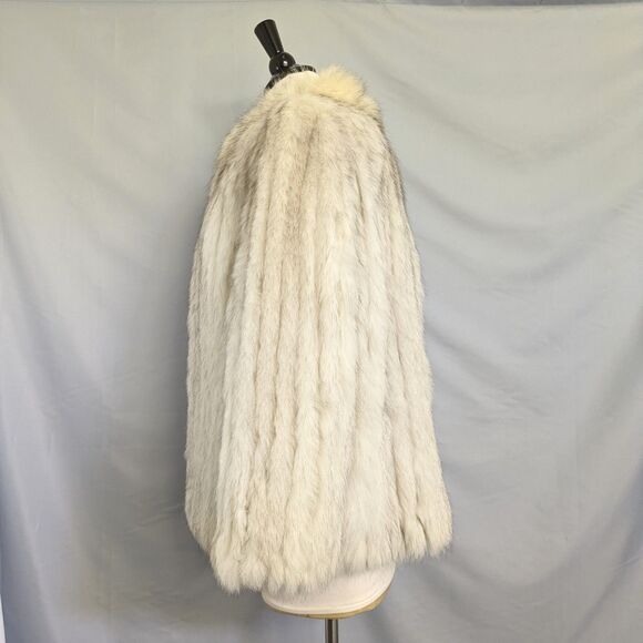 SAGA FOX Silver Cream Beige Genuine Fur Jacket Women’s M Hip Length Vintage EUC - Picture 5 of 15